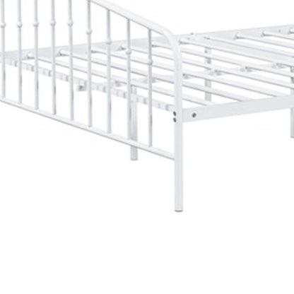 Nix Full Size Bed, Classic Spindle Headboard and Footboard, White Metal