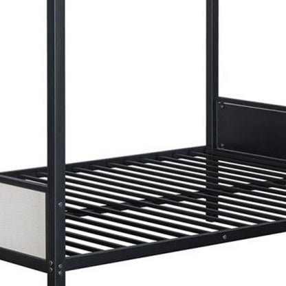 Mely Full over Full Bunk Bed, Attached Side Ladder, Black White Metal