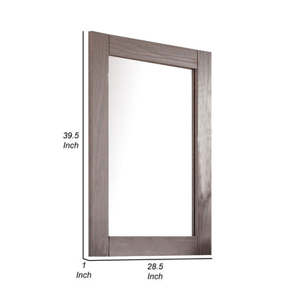 Stav Dresser Mirror with Rectangular Frame, Gray Brazilian Pine Wood