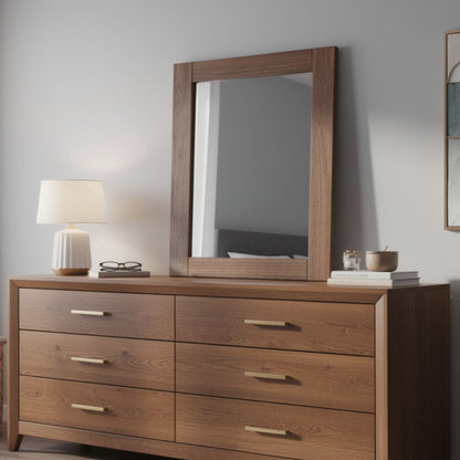 Stav Dresser Mirror, Rectangular Frame, Mahogany Brazilian Pine Wood
