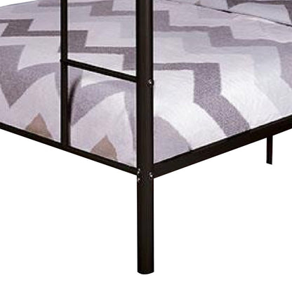 Raina Twin Over Twin Bunk Bed, Black Metal Frame, Attached Side Ladder