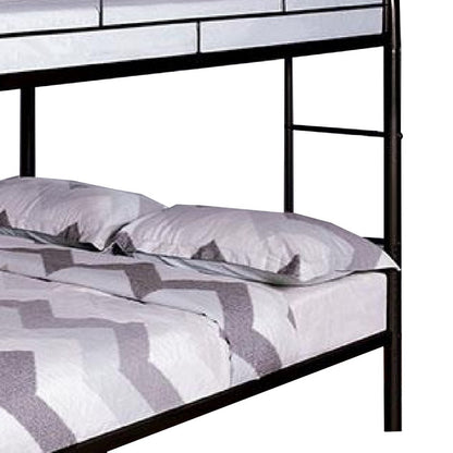 Raina Twin Over Twin Bunk Bed, Silver Metal Frame Attached Side Ladder