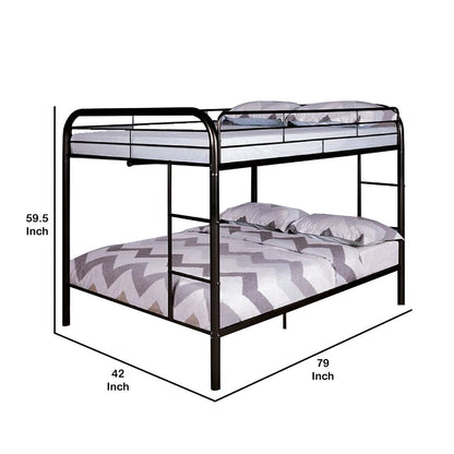Raina Twin Over Twin Bunk Bed, Silver Metal Frame Attached Side Ladder