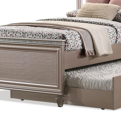 Jisoo Full Size Bed, Rose Gold Upholstery, Radial Arch Headboard