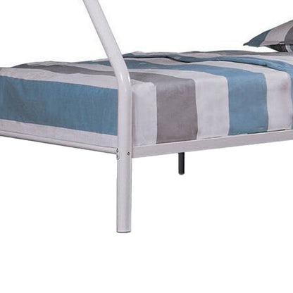 Fegy Twin over Full Bunk Bed with Ladder and Rails, White Metal Frame