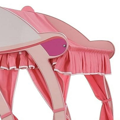 Arine Kids Twin Bed in Pumpkin Carriage Design, High Gloss Pink Wood