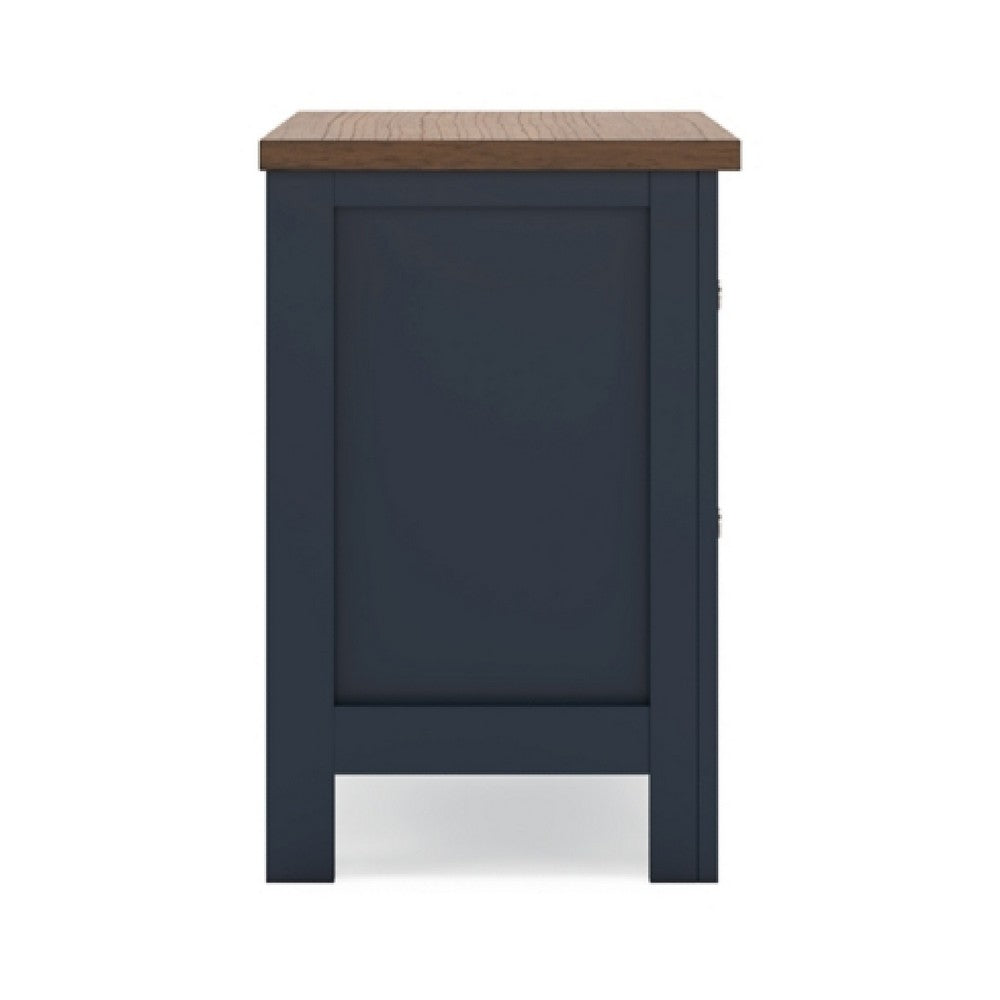 Docken Nightstand, 2 Drawers, Shaker Style, Slate Blue & Light Brown