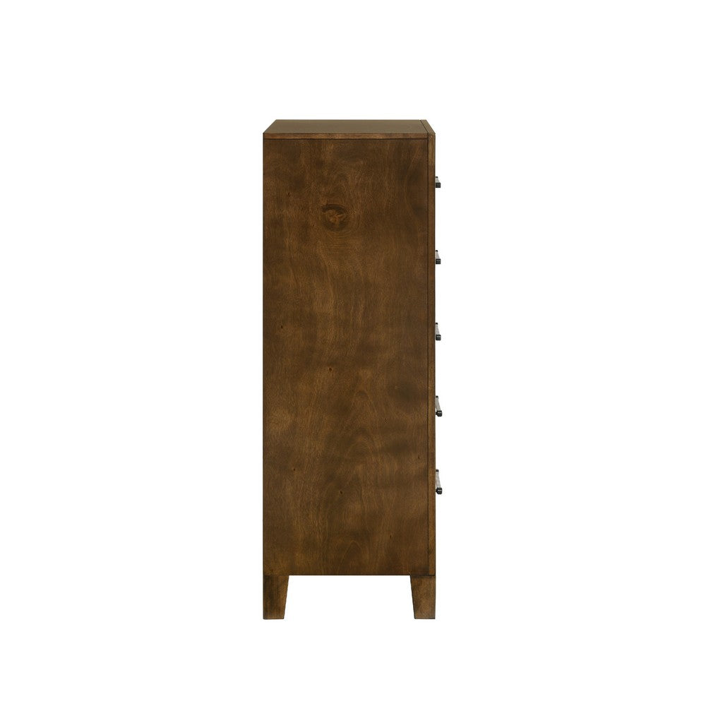 Lary Tall Dresser Chest, Youth bedroom, Walnut Brown, 5 Drawers