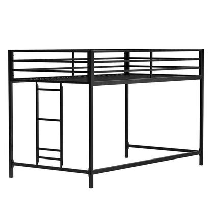 Ady Twin Size Loft Bed with Ladder and Guardrails, Black Metal Frame
