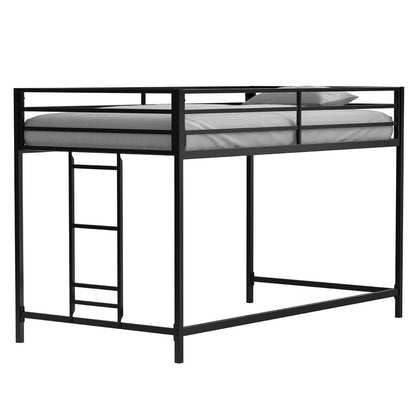 Ady Twin Size Loft Bed with Ladder and Guardrails, Black Metal Frame