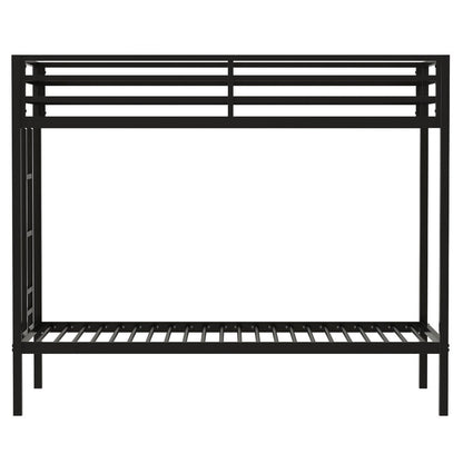 Ady Twin Over Twin Bunk Bed with Ladder and Guardrails, Black Metal Frame