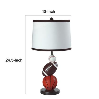 Sports Table Lamp, Basketball, Football, Soccer, 25 Inch for Athlete Kids