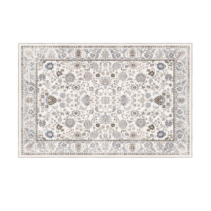 6x9 Medium Area Rug, Light Khaki and Beige Vintage Floral Patterns