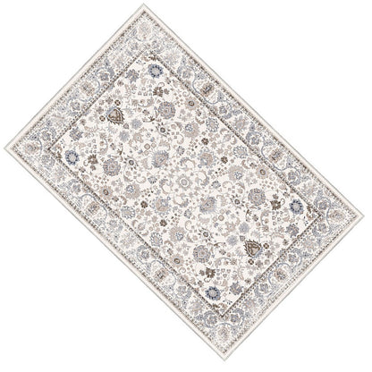 6x9 Medium Area Rug, Light Khaki and Beige Vintage Floral Patterns