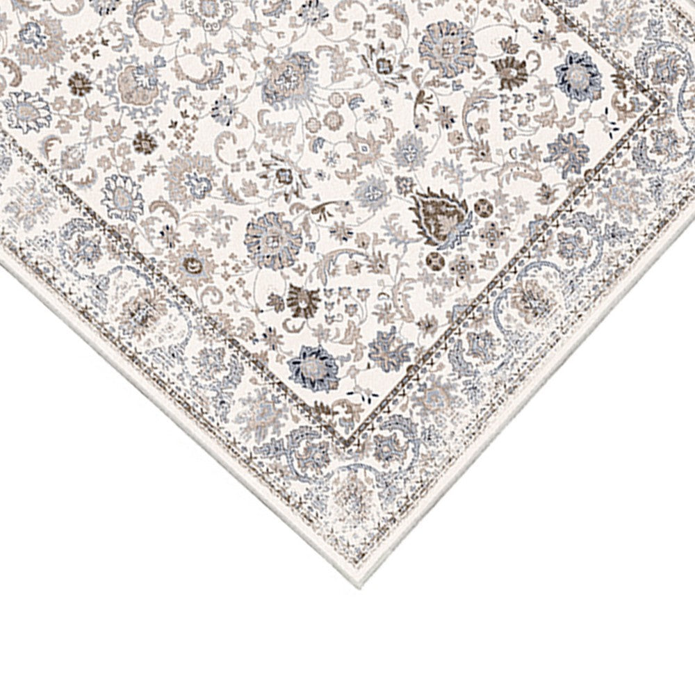 6x9 Medium Area Rug, Light Khaki and Beige Vintage Floral Patterns