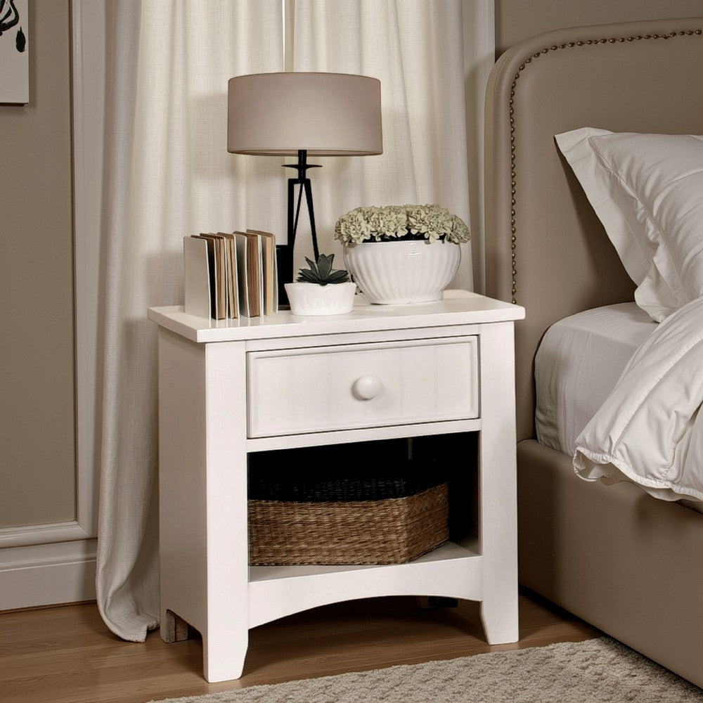 Omnus Wood Night Stand, White Finish