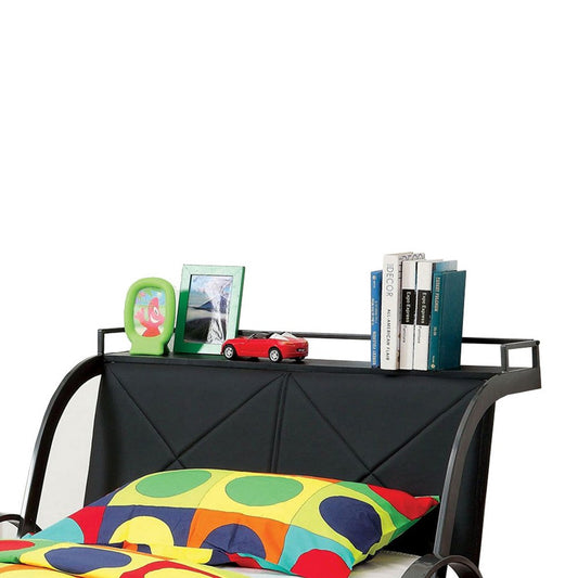 GT Racer Metal Twin size bed, Silver and Black