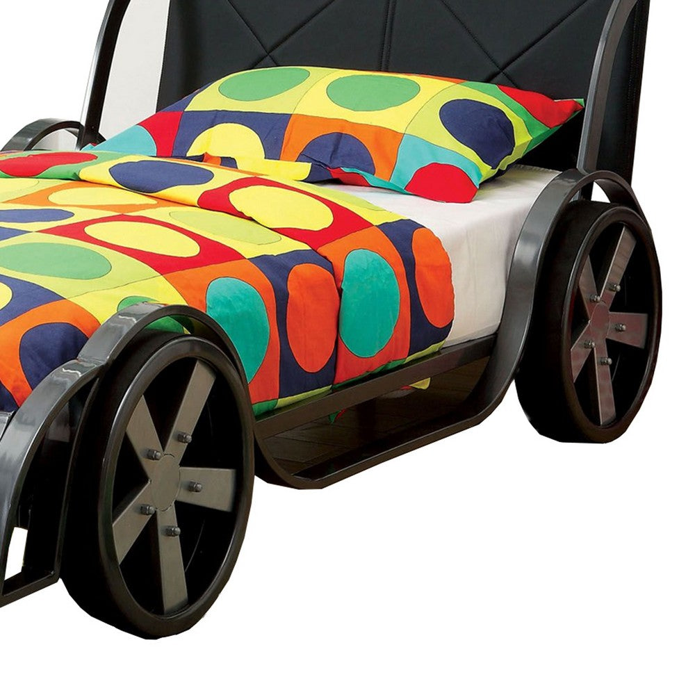GT Racer Metal Twin size bed, Silver and Black