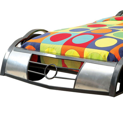 GT Racer Metal Twin size bed, Silver and Black