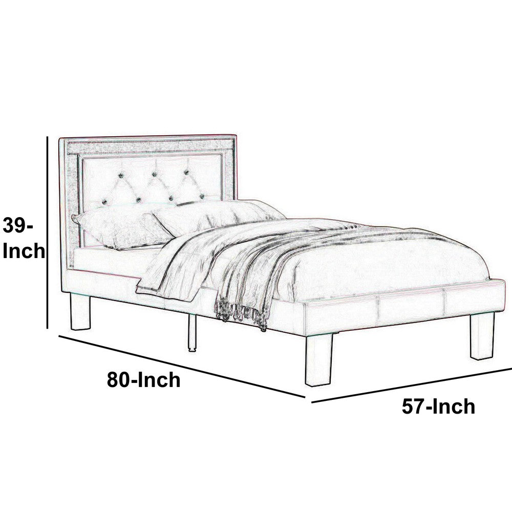 Silky And Sheeny Wooden Full Bed With Pink PU Tufted Head Board, Pink Finish